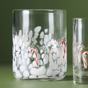 Anthropologie ICON CANDY CANE juice glass festive glass